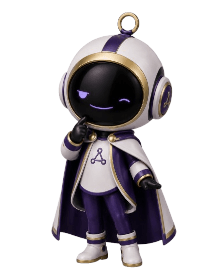 Lulu, a chibi astronaut character with a black visor and a small purple winking smile